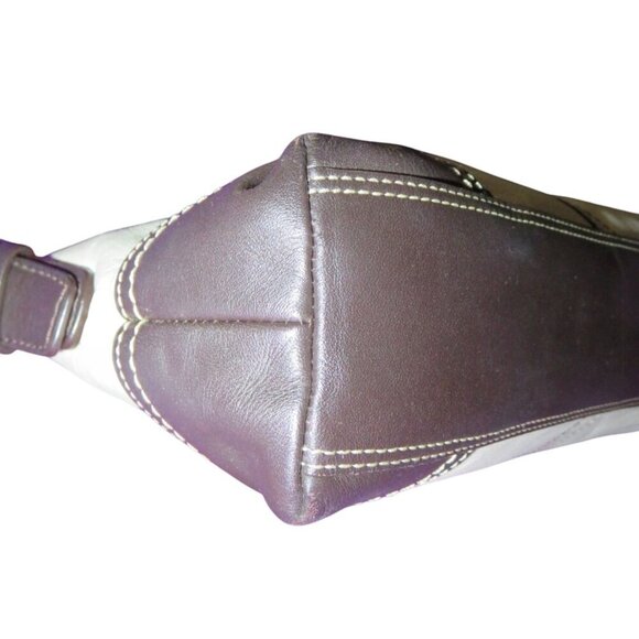 Coach 2007 Hamptons Cream & Brown Leather Demi Baguette Shoulder Bag F11195 - Picture 8 of 12